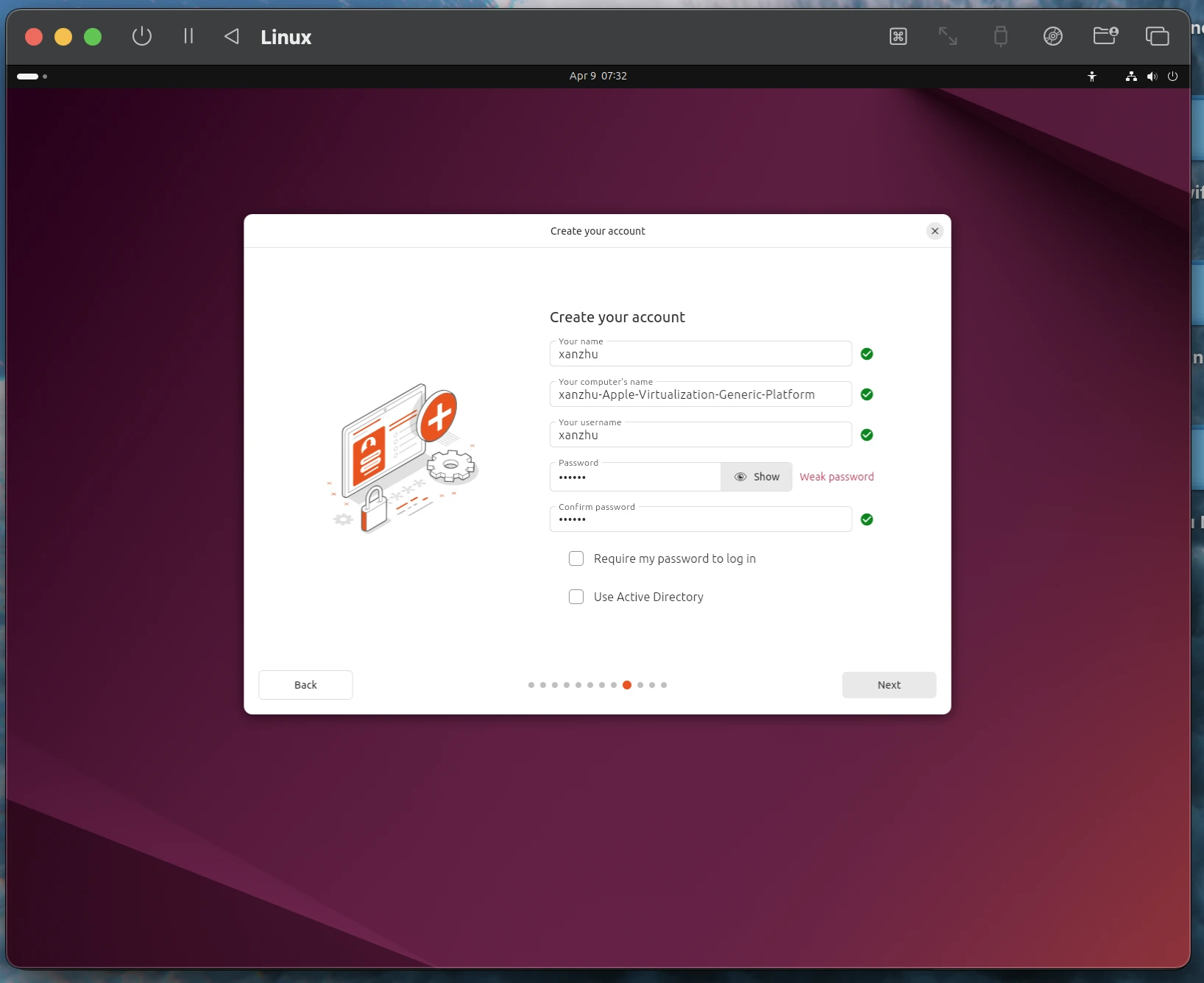 샘플 값을 보여주는 Ubuntu 계정 생성 샘플 값을 보여주는 Ubuntu 계정 생성